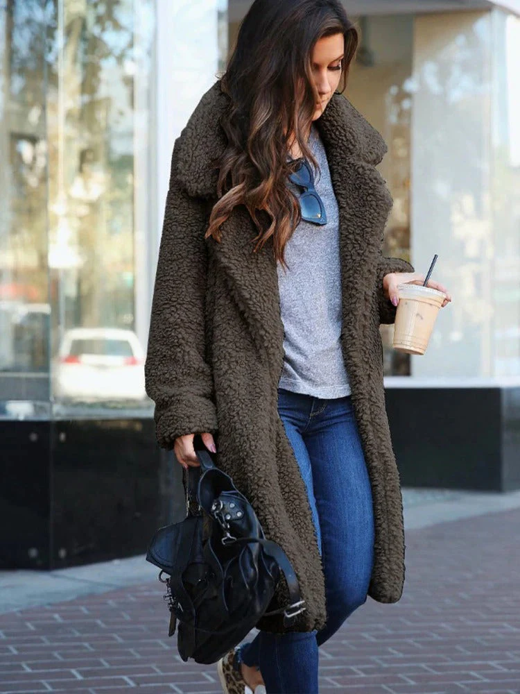 Damen Weicher Oversize Mantel - Lang & Reverskragen-Stil - Image 2