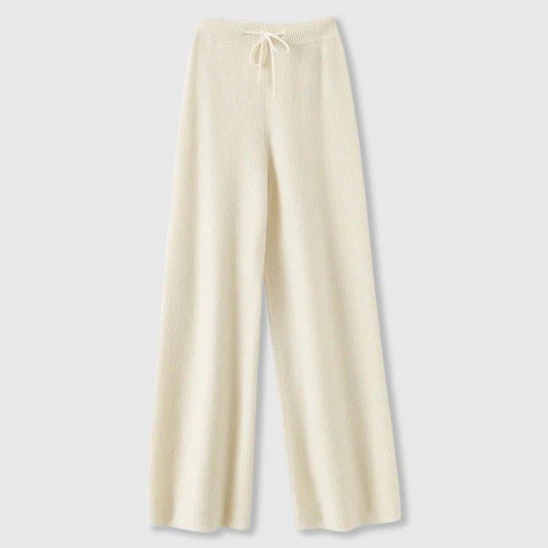 Damen Weitbeinige Hose - Feinstrick mit Zugband - Image 4