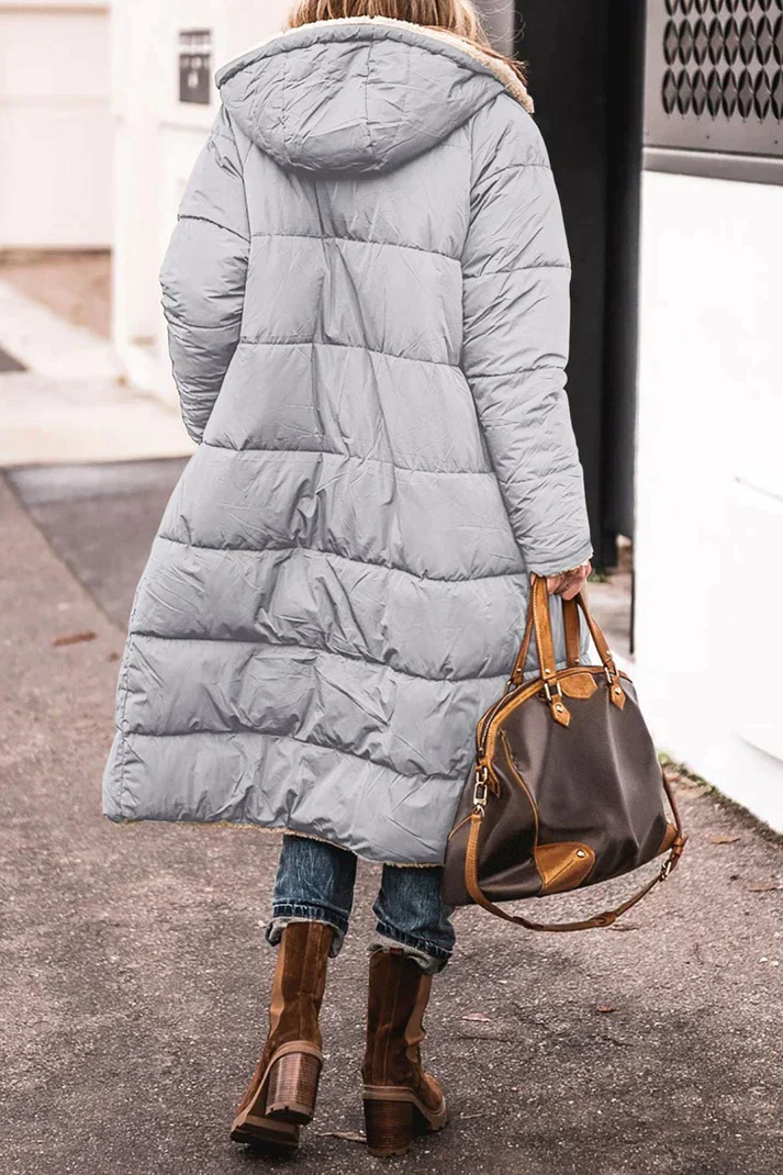 Damen Wendbarer Puffer-Mantel - Kapuze & Plüschfutter - Image 2