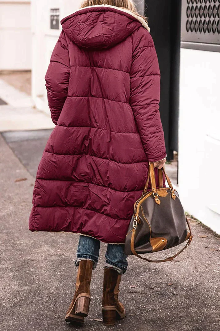 Damen Wendbarer Puffer-Mantel - Kapuze & Plüschfutter - Image 4