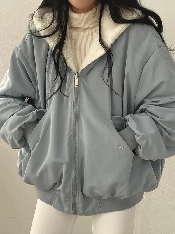 Damen Wende-Winterjacke - Warme Oversized Passform