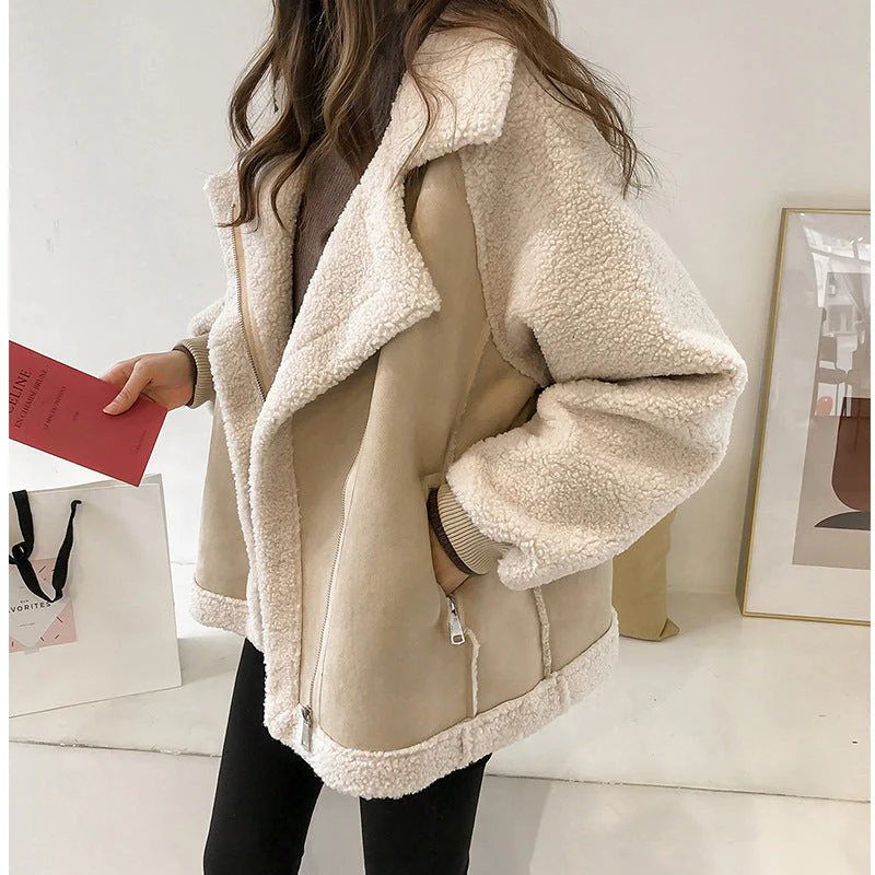 Damen Wildleder-Winterjacke - Oberbekleidung mit gemütlichem Futter
