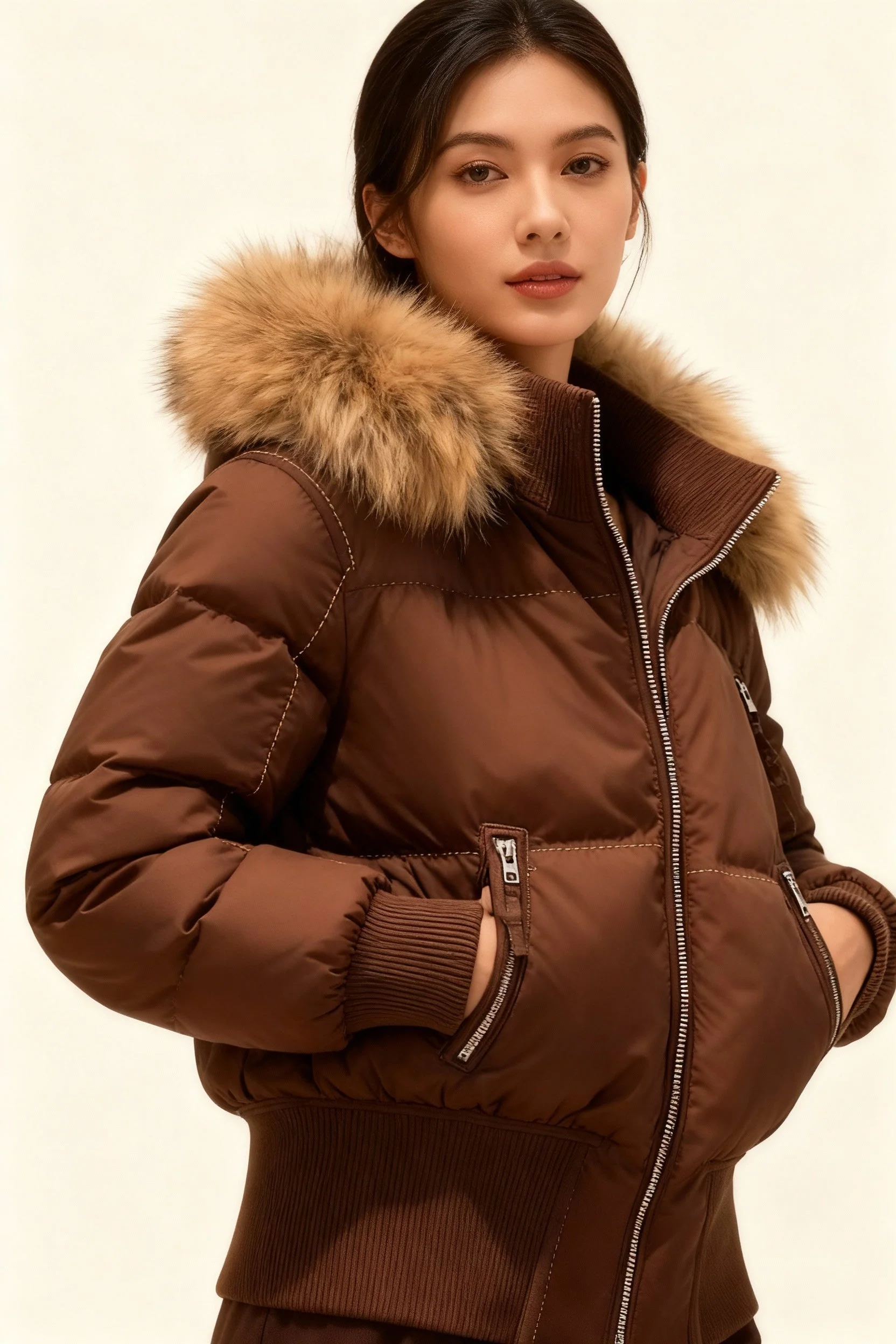 Damen Winter Parka Jacke - Abnehmbare Kapuze & Elastische Bündchen - Image 2