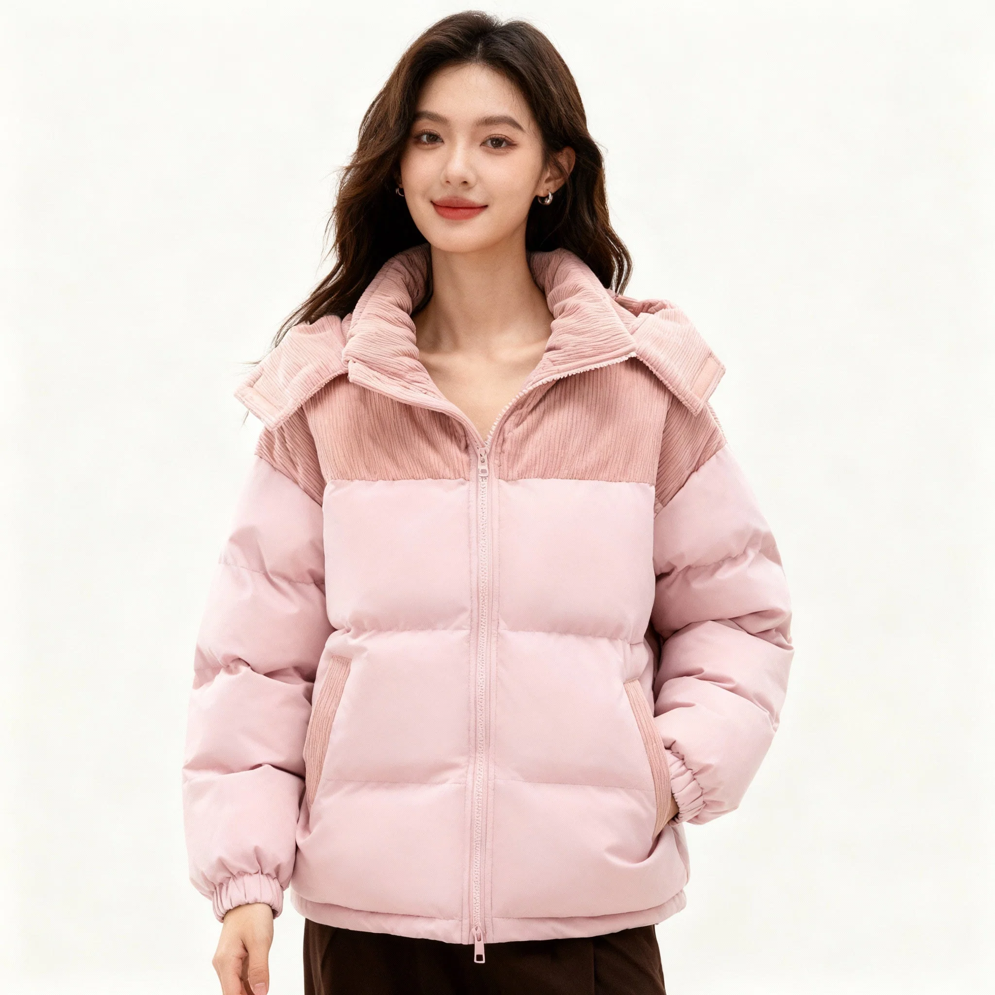 Damen Winter Pufferjacke - Verstellbare Kapuze mit Seitentaschen - Image 6