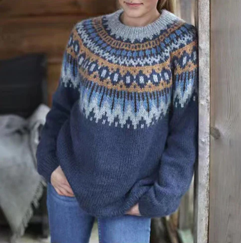 Damen Wollpullover – Relaxed Fit mit Nordischem Muster - Image 3