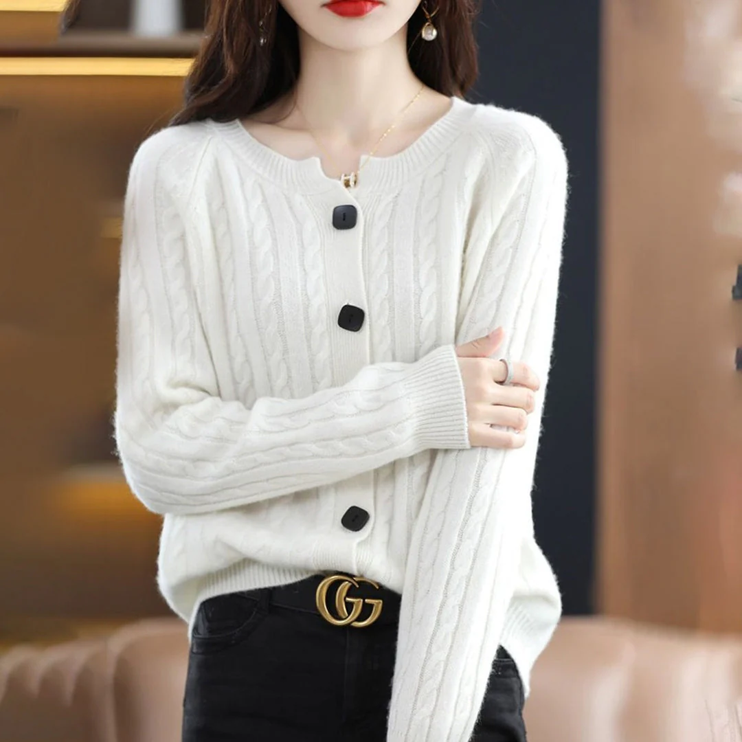 Damen Zopfmuster-Strickjacke – Gemütliche Oberbekleidung - Image 10