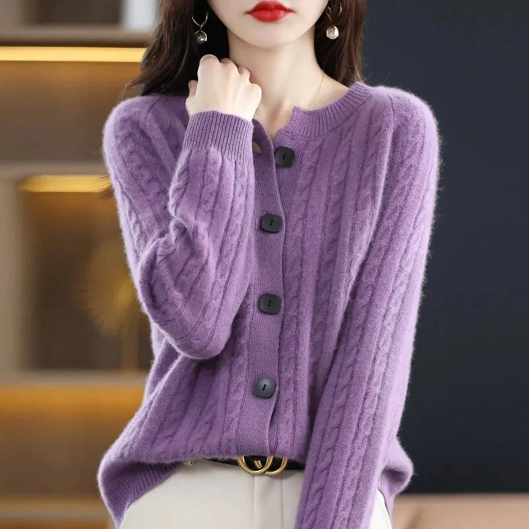 Damen Zopfmuster-Strickjacke – Gemütliche Oberbekleidung - Image 11