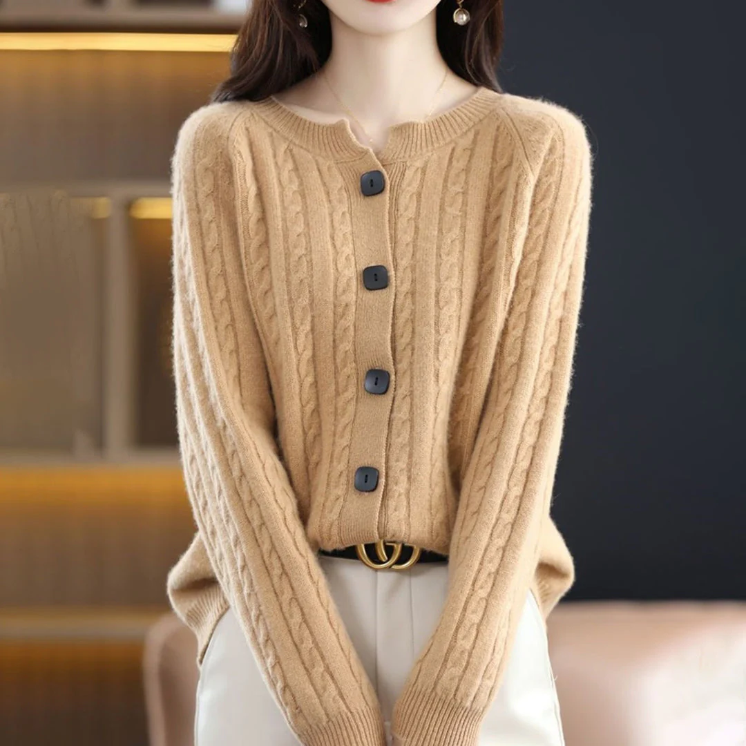 Damen Zopfmuster-Strickjacke – Gemütliche Oberbekleidung - Image 4