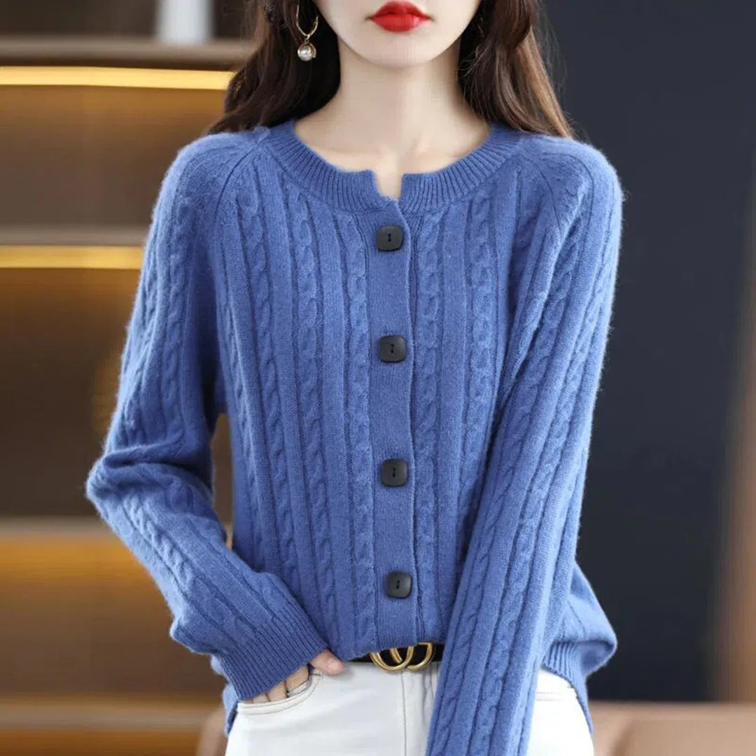 Damen Zopfmuster-Strickjacke – Gemütliche Oberbekleidung - Image 6