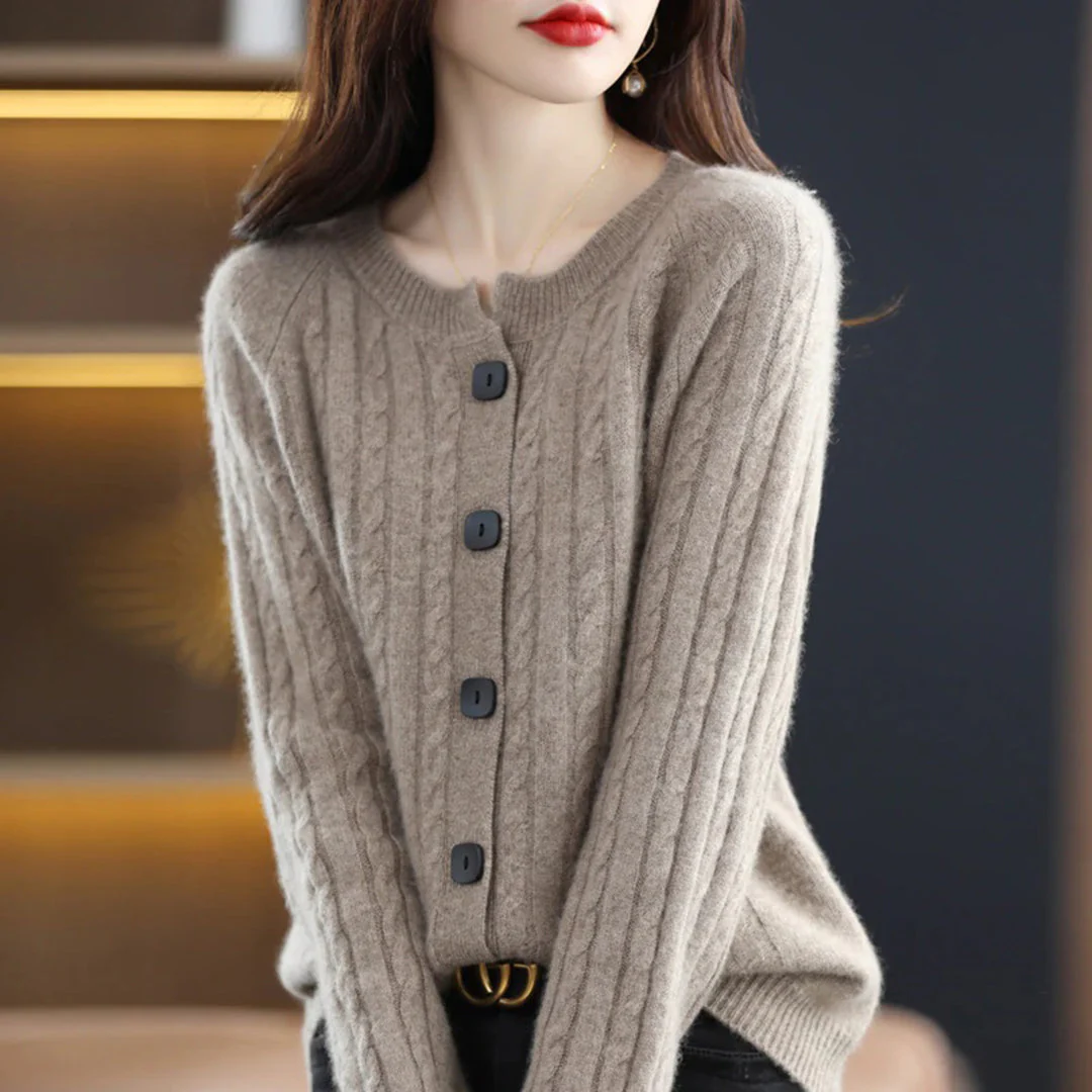 Damen Zopfmuster-Strickjacke – Gemütliche Oberbekleidung - Image 7