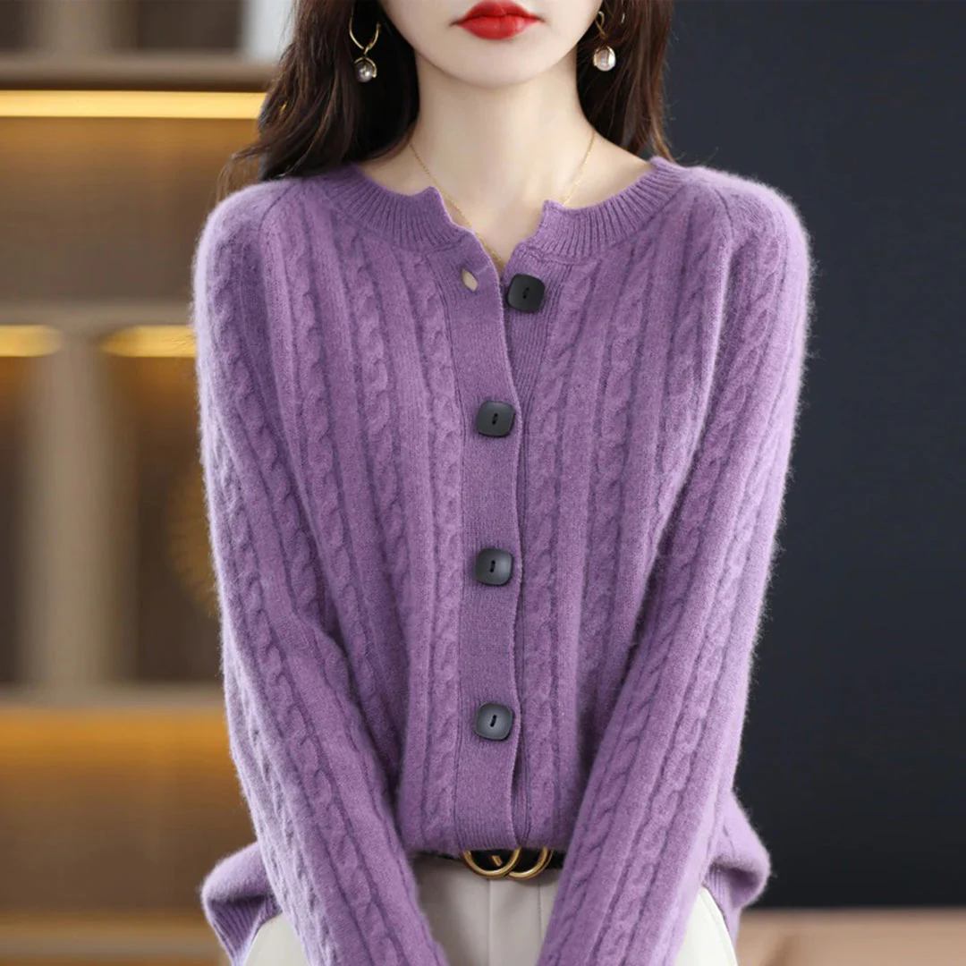 Damen Zopfmuster-Strickjacke – Gemütliche Oberbekleidung - Image 8