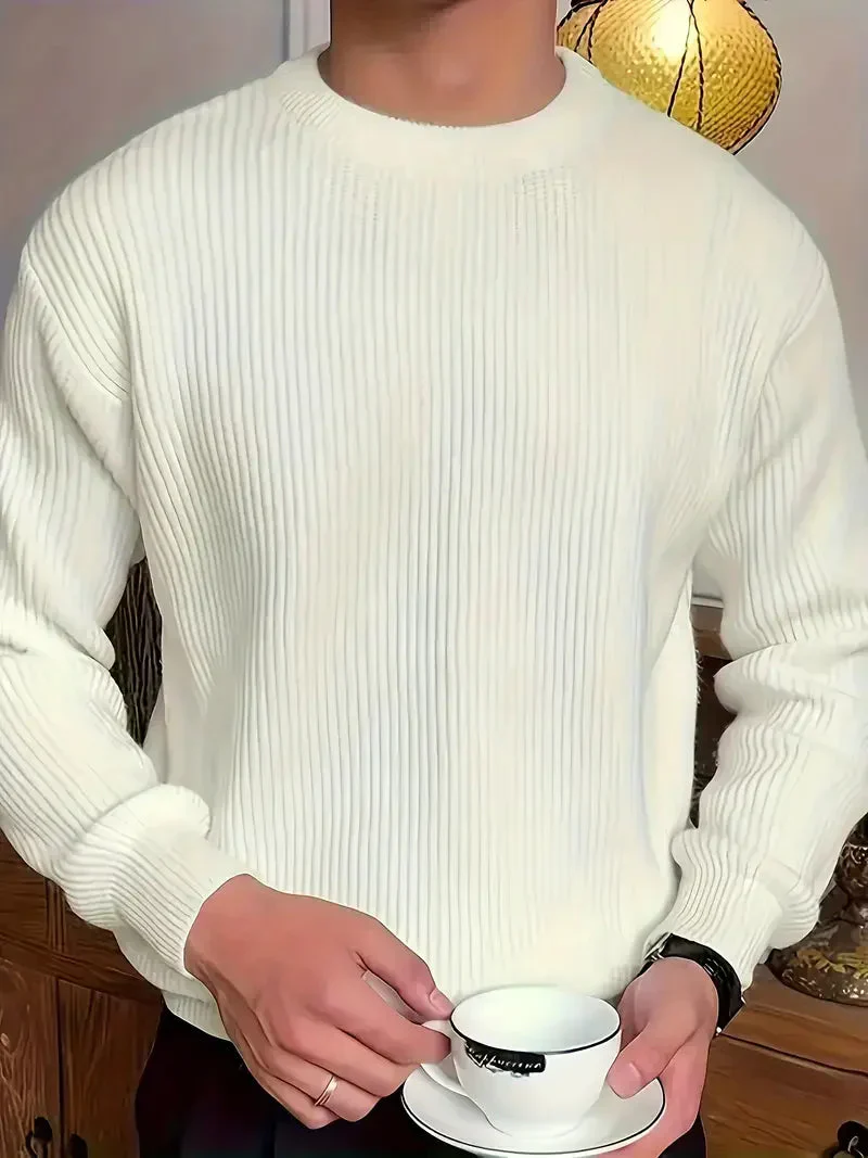 Herren Breit Gerippter Strickpullover – Weiche Textur & Rundhals - Image 2