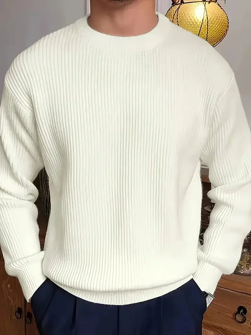 Herren Breit Gerippter Strickpullover – Weiche Textur & Rundhals - Image 4