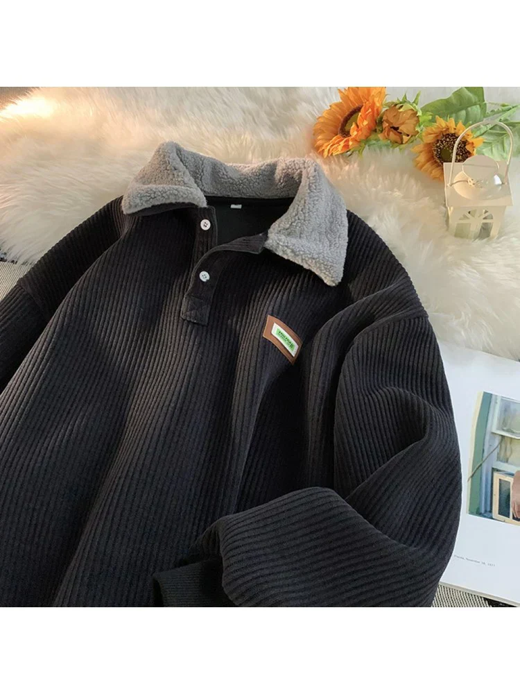 Herren Corduroy Pullover - Winter-Polo - Image 3