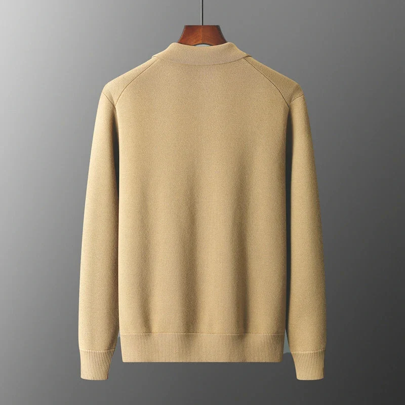 Herren Dicht Gestrickter Cardigan – Durchgehende Knopfleiste mit Pattentaschen - Image 2