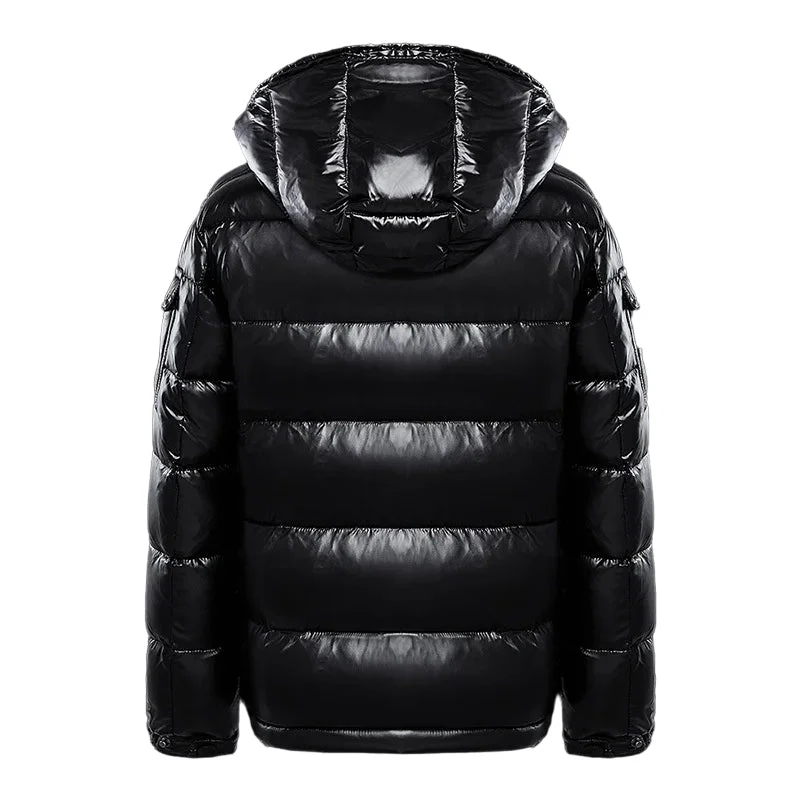 Herren Glänzende Steppjacke – Kurze Puffer-Jacke mit Kapuze - Image 2