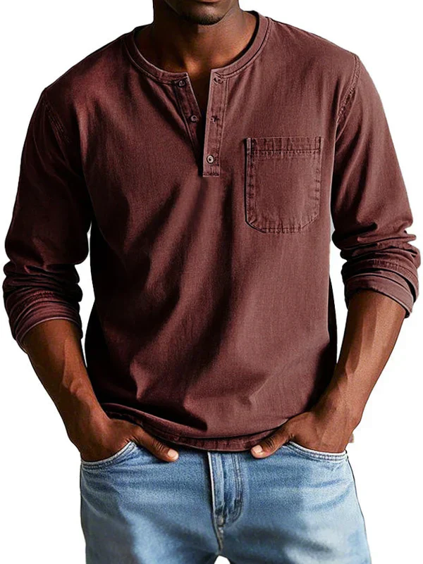 Herren Henley-Hemd - Langarm mit Knopfleiste - Image 10