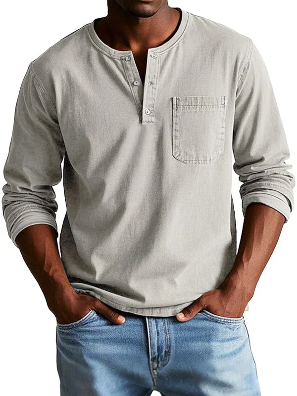 Herren Henley-Hemd - Langarm mit Knopfleiste - Image 8