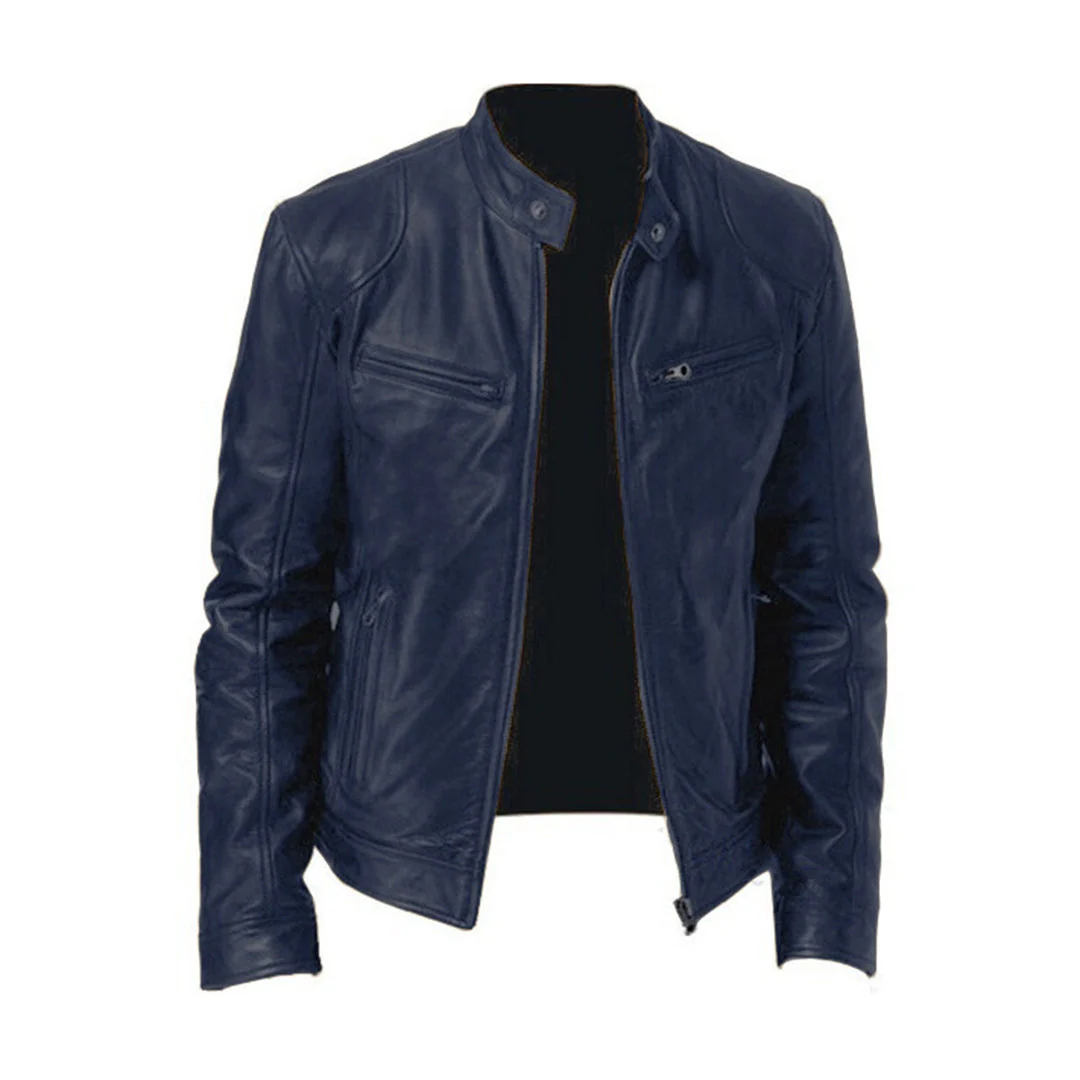 Herren Jacke im Moto-Stil - Hoher Kragen & Reißverschlusstaschen - Image 6
