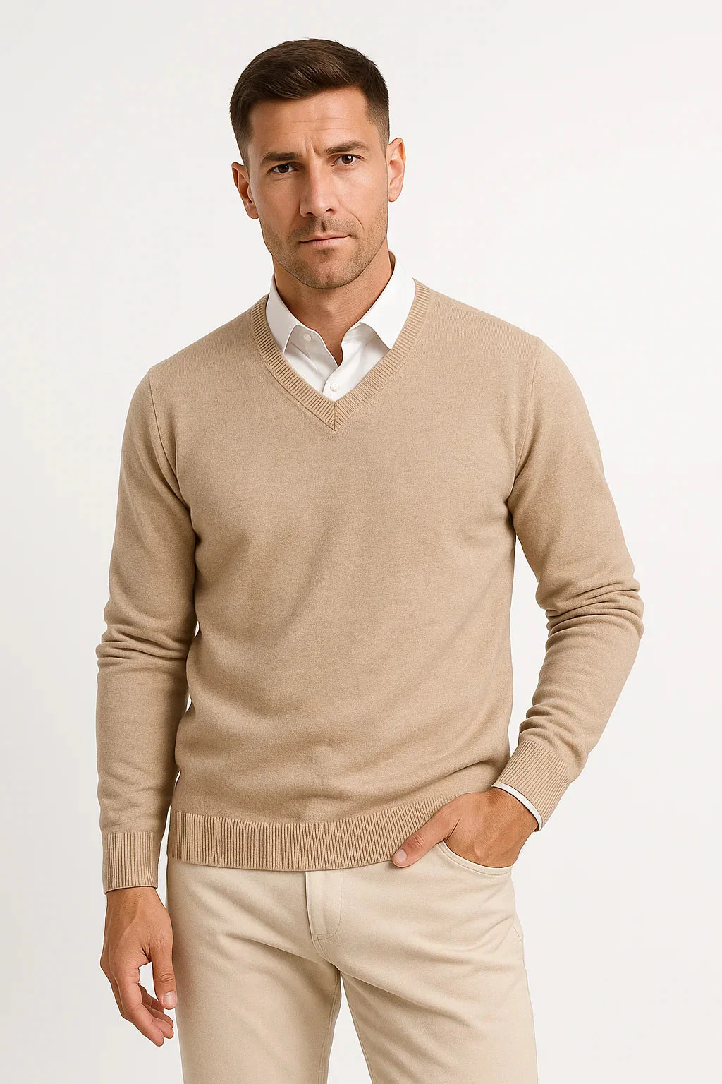 Herren Kaschmir Pullover – Schmale Passform mit V-Ausschnitt - Image 2