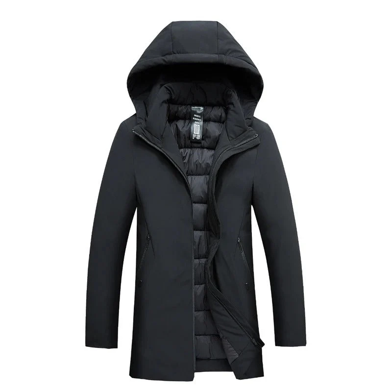 Herren Langer Winter Parka – Gefütterter Steppmantel mit Kapuze - Image 3