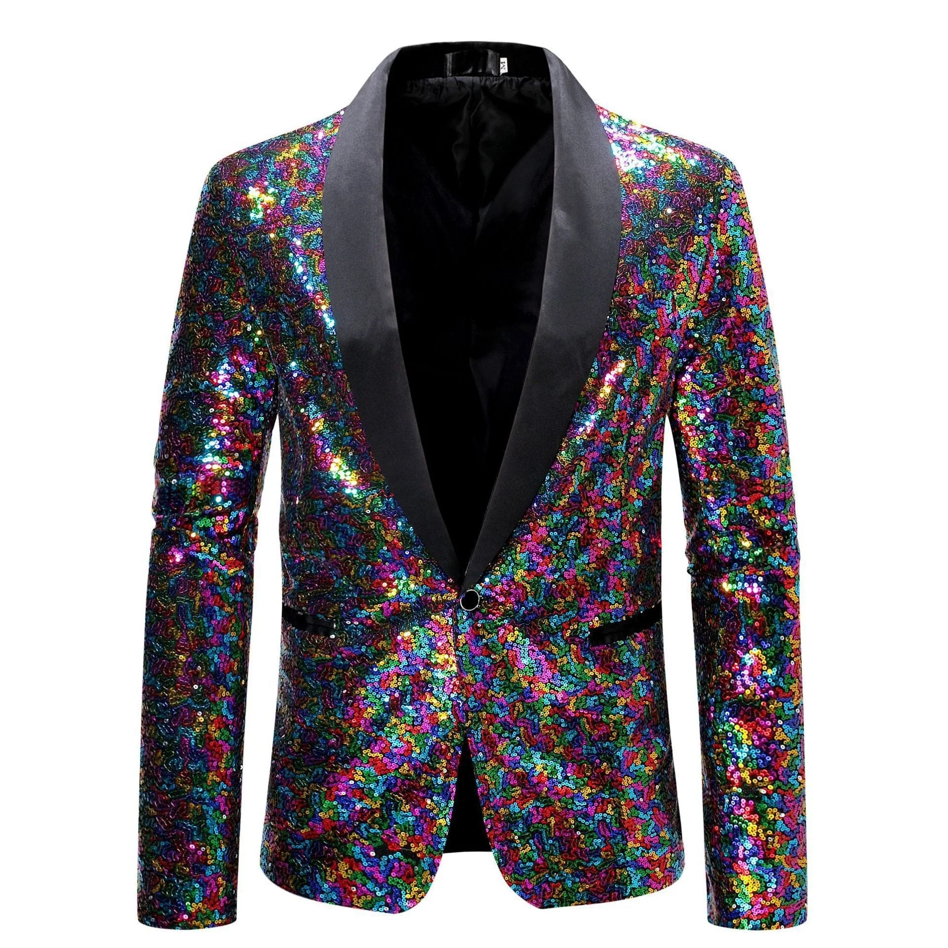 Herren Pailletten Blazer Jacke - Schmale Passform mit Einzelknopf - Image 3