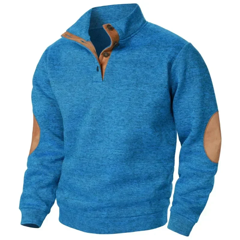 Herren Pullover Stehkragen - Mit Knopfverschluss und Ellenbogen-Details - Image 9