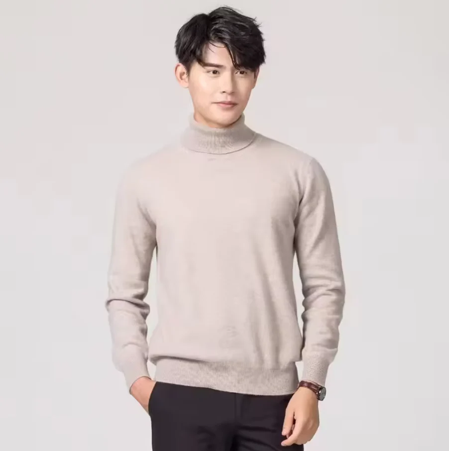 Herren Rollkragenpullover aus Wolle - Gestrickte Slim-Fit-Passform