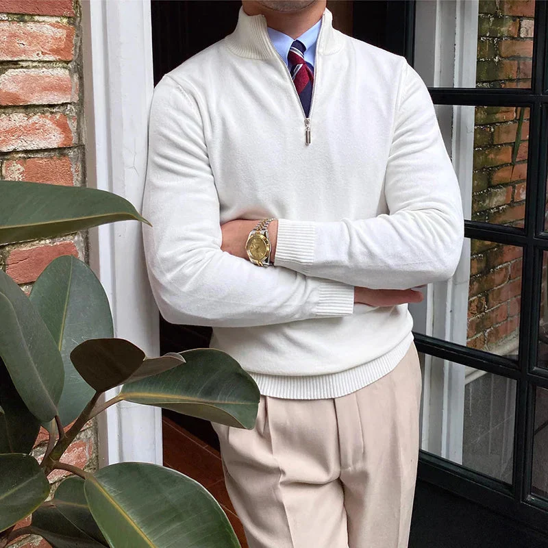 Herren Slim Fit Strickpullover – Halb-Reißverschluss mit Stehkragen - Image 2
