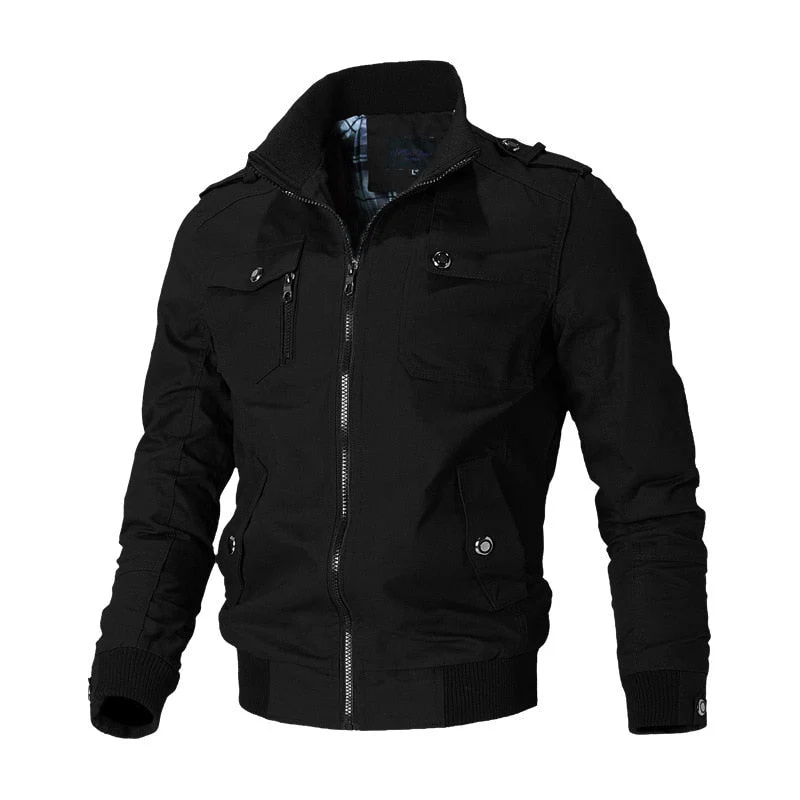 Herren Stehkragen Bomberjacke - Reißverschluss Oberbekleidung - Image 4