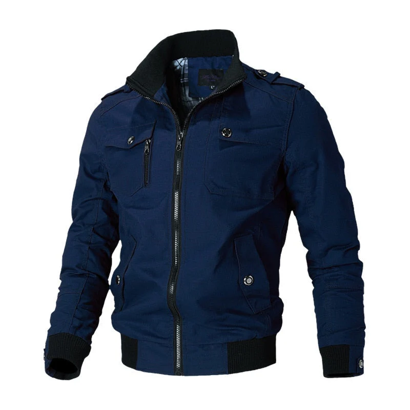 Herren Stehkragen Bomberjacke - Reißverschluss Oberbekleidung - Image 5
