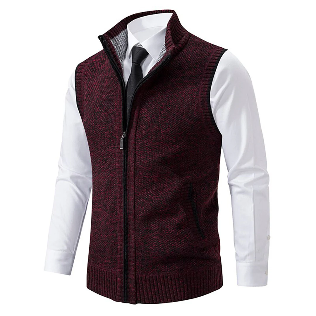 Herren Stehkragen Gilet - Gestrickte Weste mit Reißverschluss - Image 9