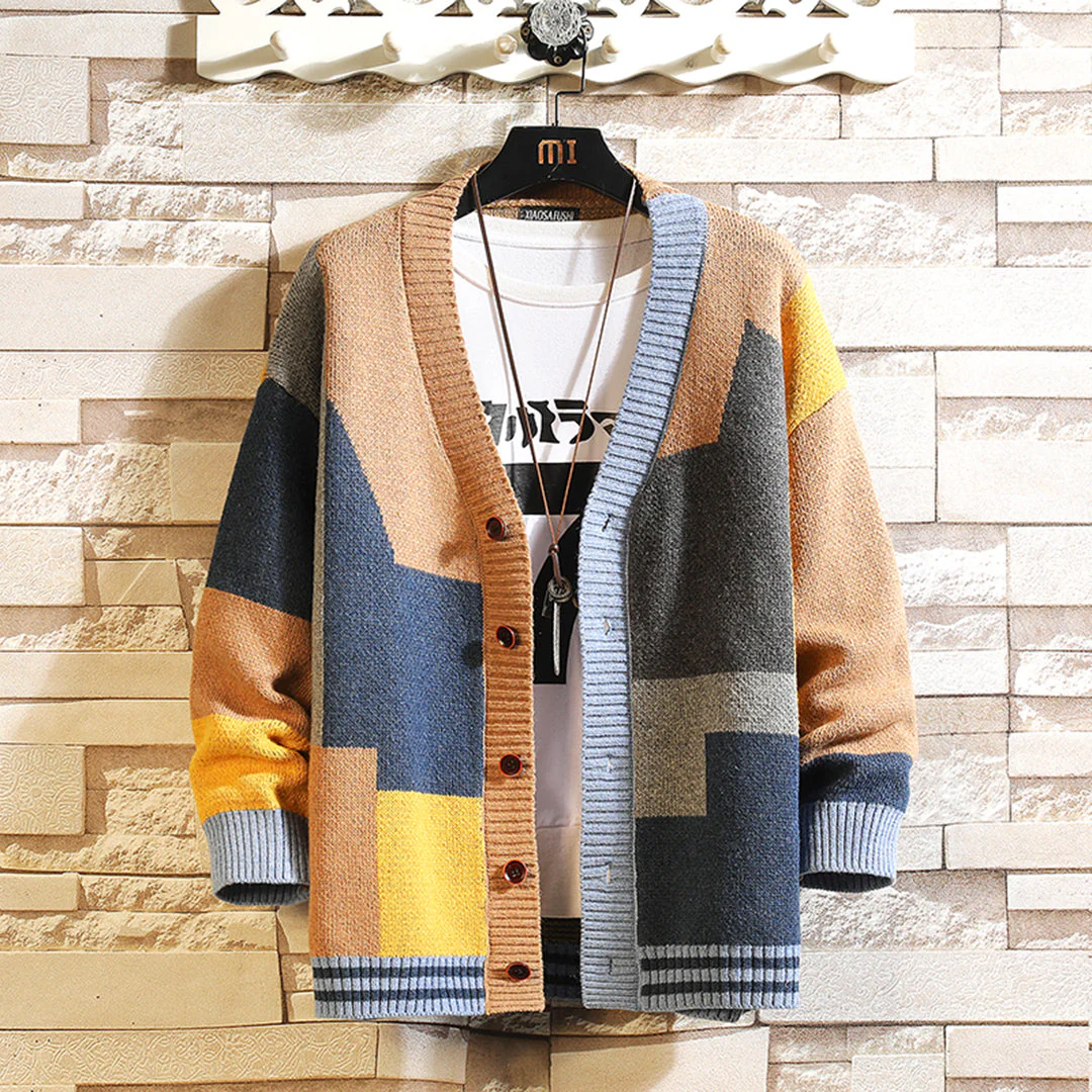 Herren-Strick-Cardigan - Color-Block-Stil - Image 2