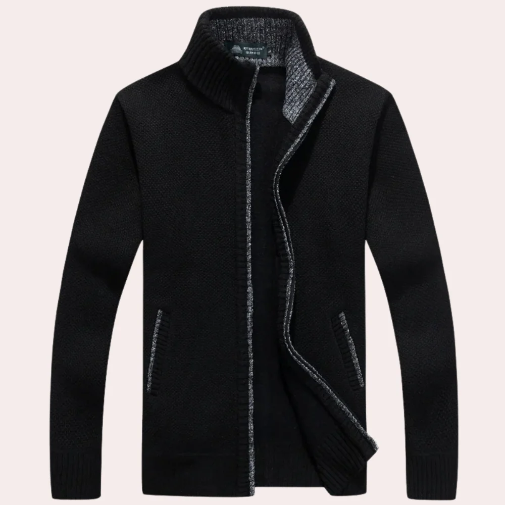 Herren-Strick-Cardigan mit Stehkragen - Gemütliches Futter-Detail - Image 4