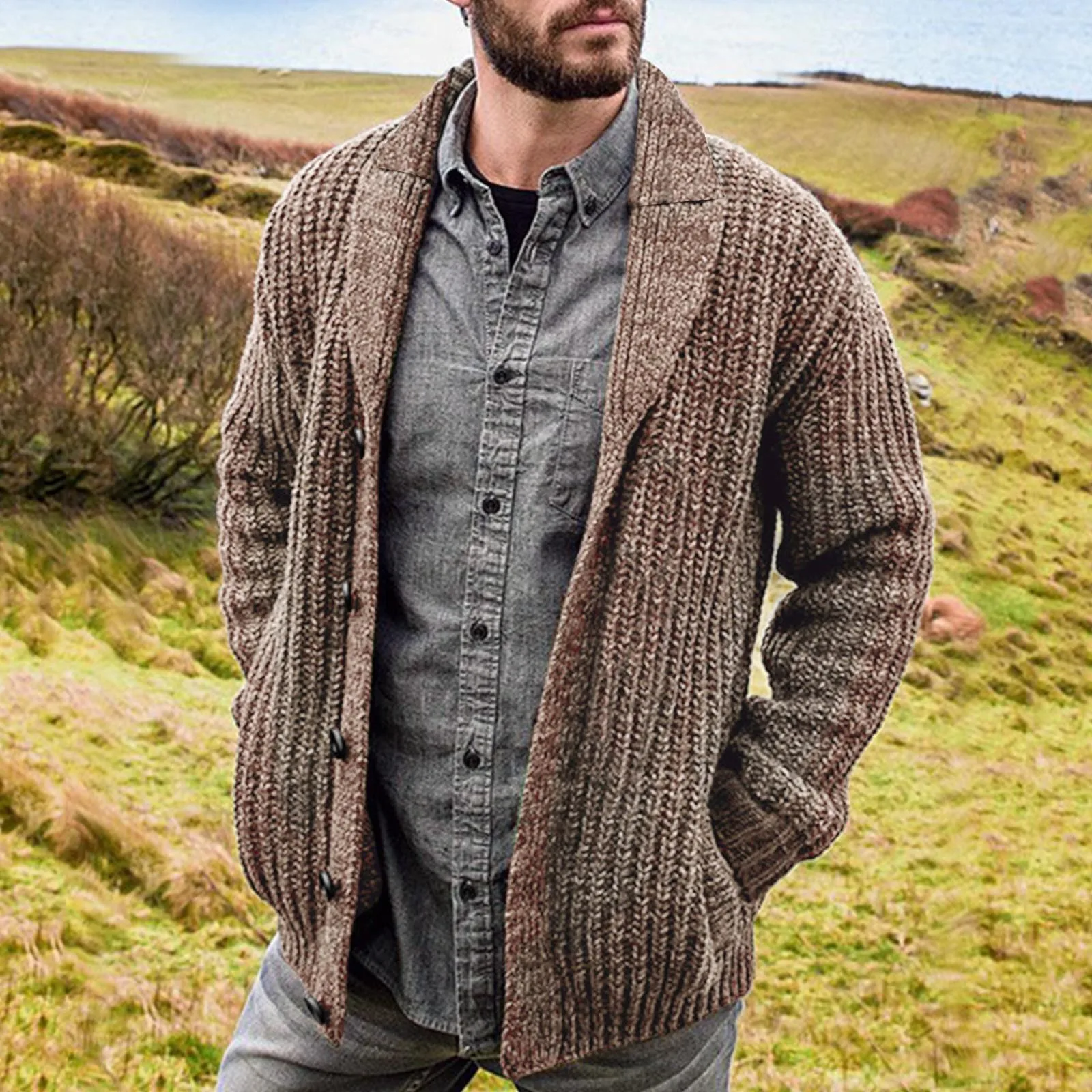 Herren-Strickcardigan – mit Knöpfen und Stehkragen - Image 3