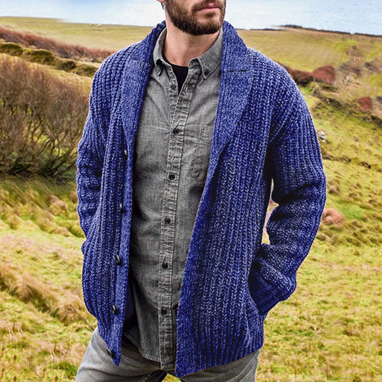 Herren-Strickcardigan – mit Knöpfen und Stehkragen - Image 4