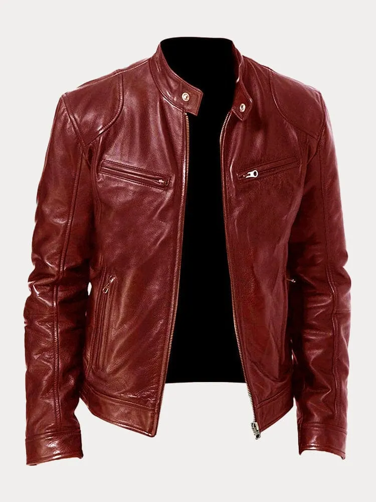 Herren Texturierte Biker Jacke - Stehkragen mit Reißverschlusstaschen - Image 11