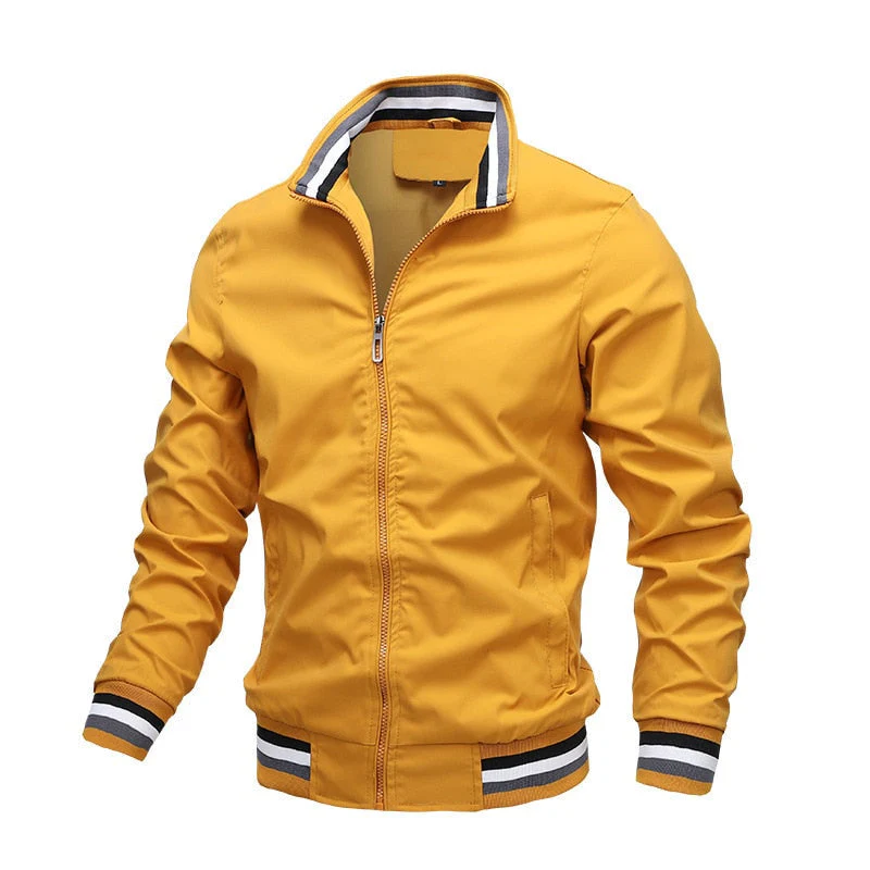 Herren Varsity Bomberjacke - Gestreifter Kragen & Manschetten