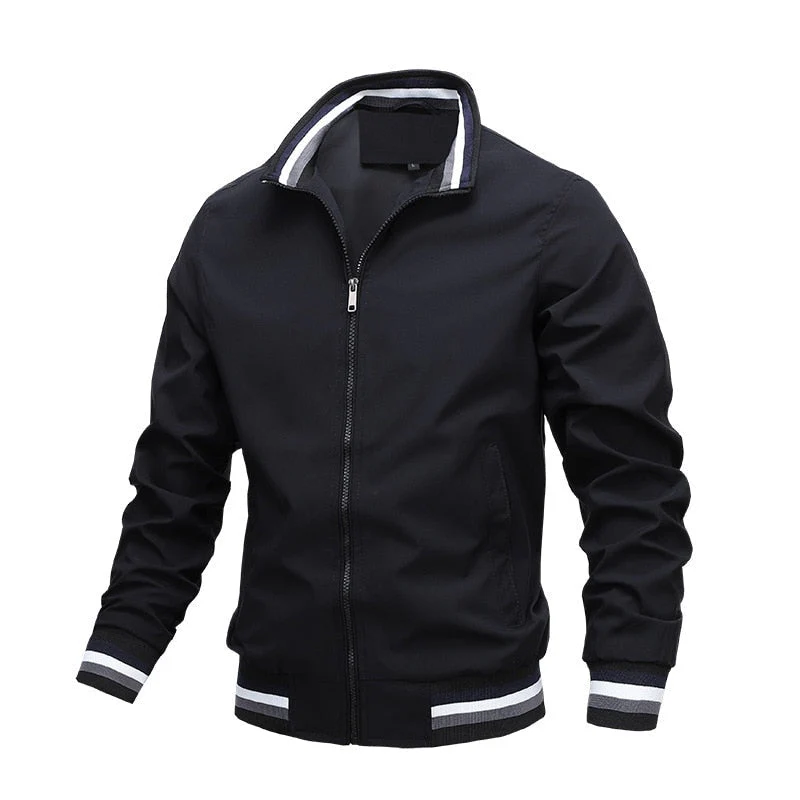 Herren Varsity Bomberjacke - Gestreifter Kragen & Manschetten - Image 5