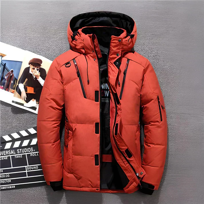 Herren Winter-Steppjacke - Kapuze & Doppelter Verschluss
