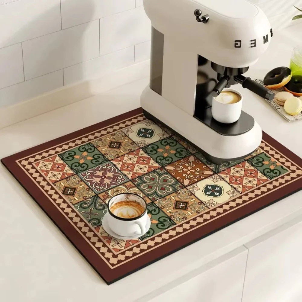 Kaffee-Unterlage Retro Fliesen-Design – Saugstark Anti-Rutsch - Image 7