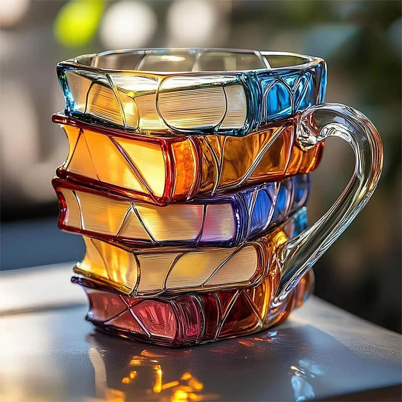 Mehrfarbige Kaffeetasse - Kreative Tasse im Gestapelte Bücher Design