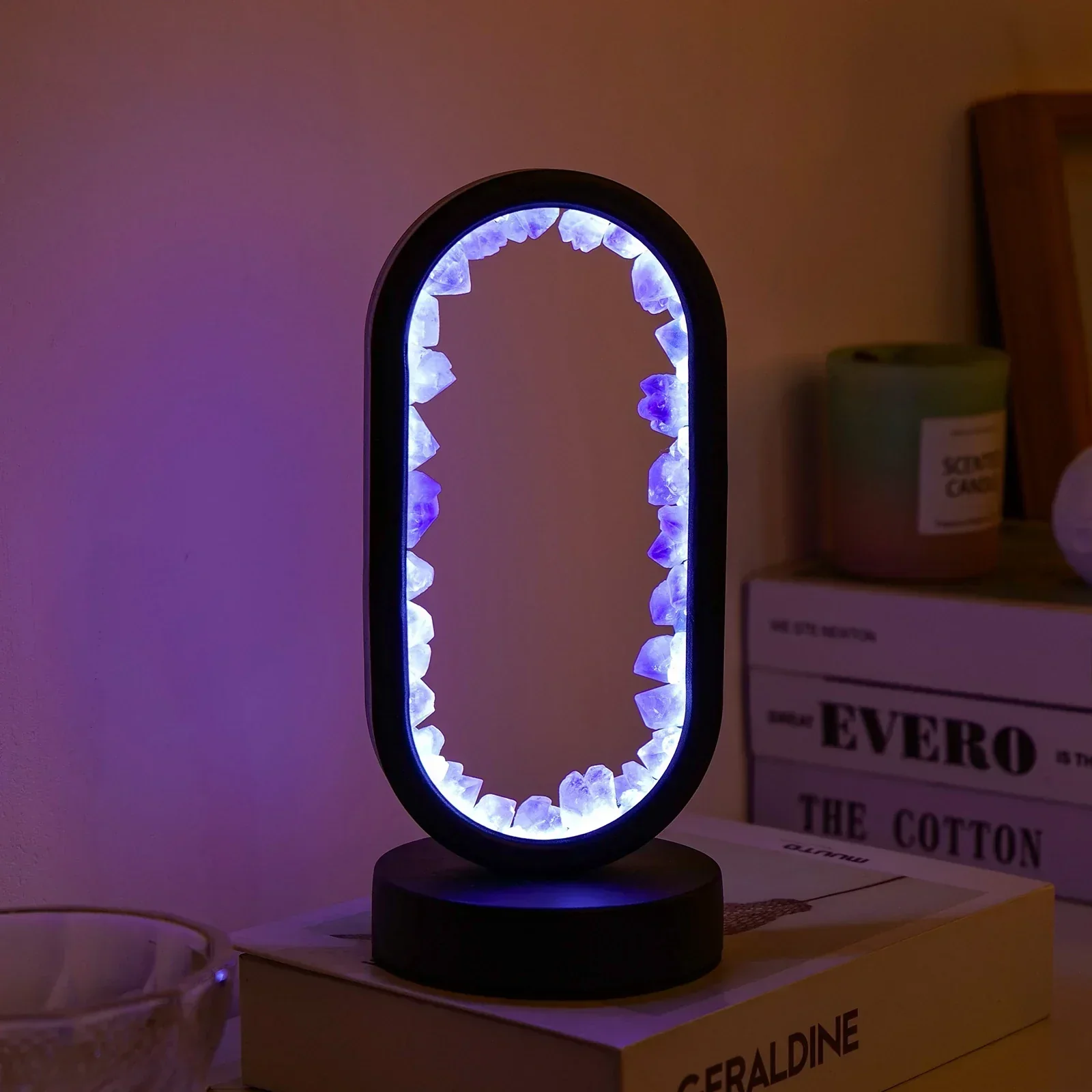 Oval LED Tischlampe mit Natürlichen Kristallen - Beruhigendes Ambiente Nachtlicht - Image 12