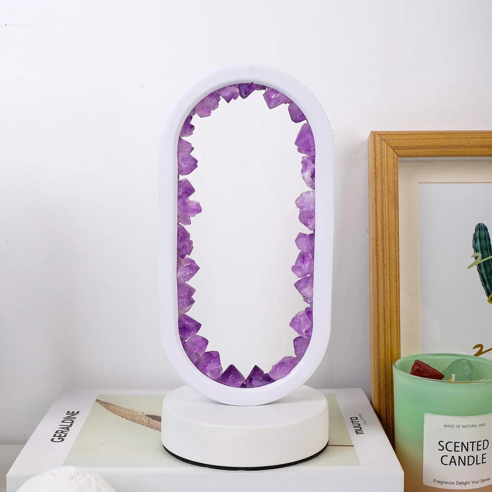 Oval LED Tischlampe mit Natürlichen Kristallen - Beruhigendes Ambiente Nachtlicht - Image 2