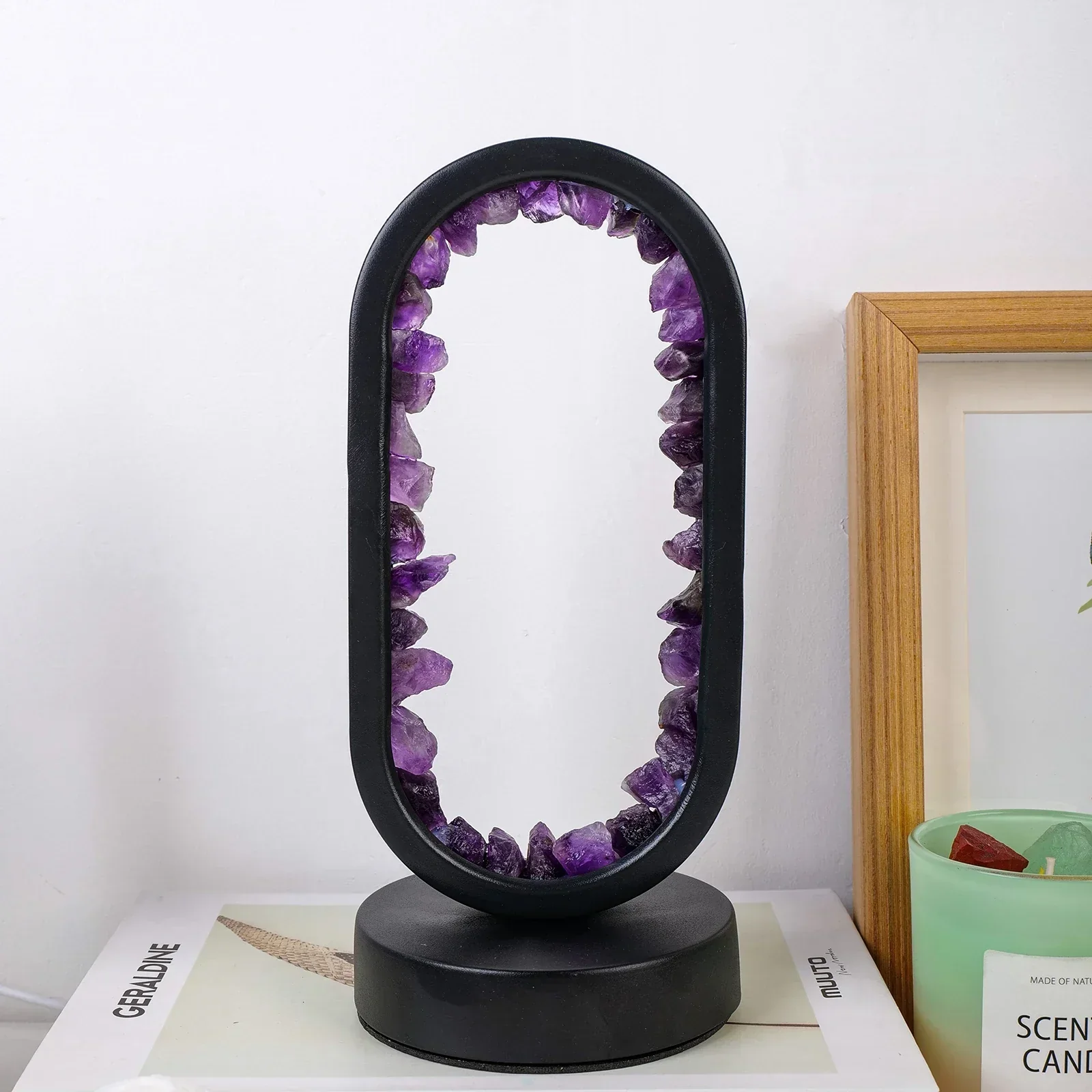 Oval LED Tischlampe mit Natürlichen Kristallen - Beruhigendes Ambiente Nachtlicht - Image 9