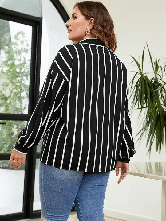 Plus Size Women's Striped Casual Shirt - Image 3