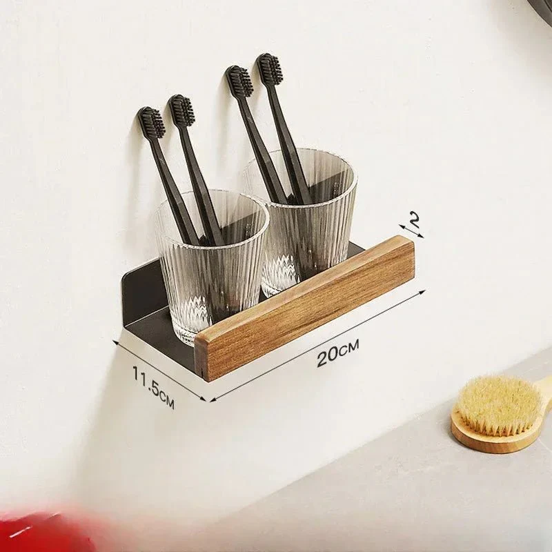 Solid Wood and Aluminium Punch-Free Bathroom Shelf - Image 9