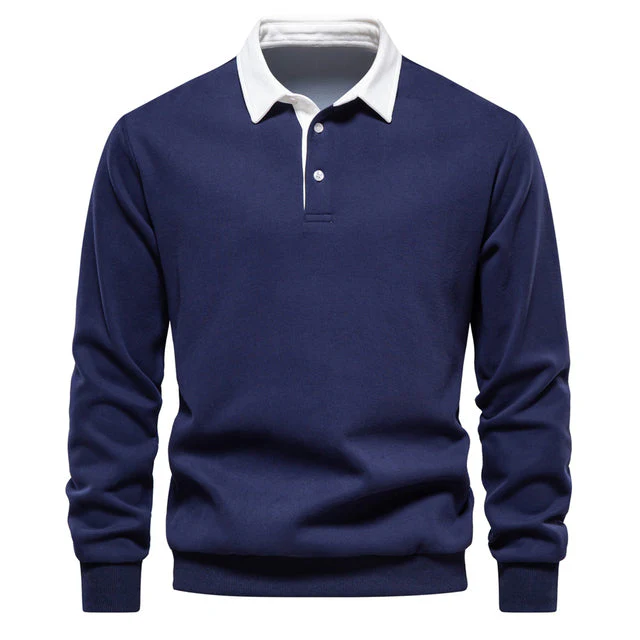 Stilvolles langärmliges Poloshirt mit klassischem Kragen für Herren - Image 7