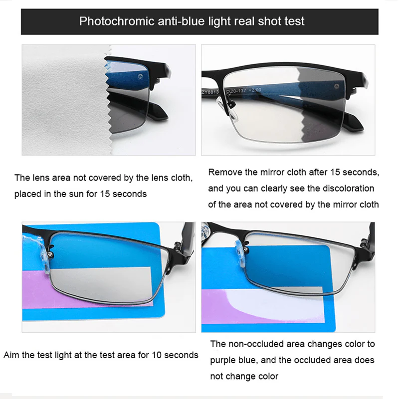 Titanium Multi-focus Reading Glasses Photochromic Progressive Double Light Anti-blue Light - Image 4