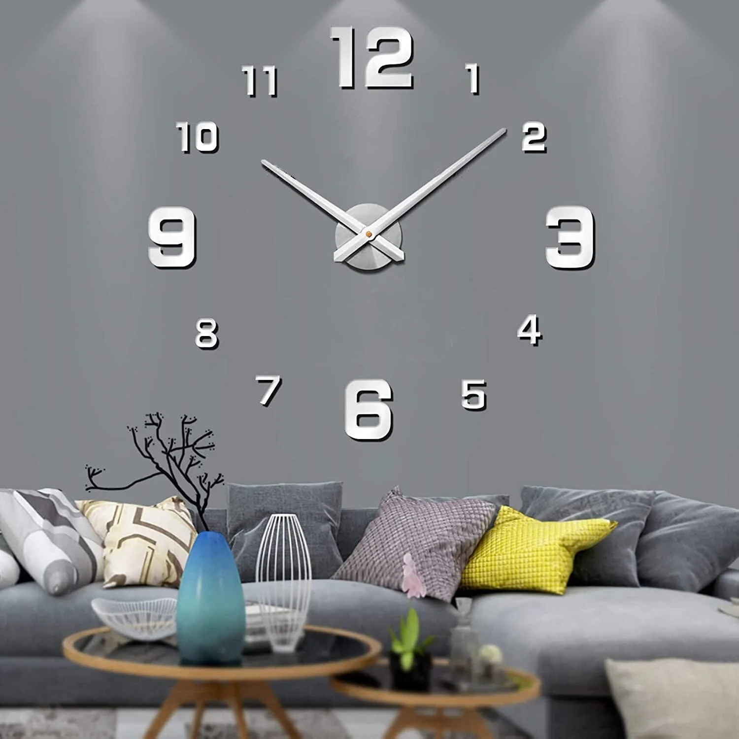 Übergroße Wanduhr - Rahmenlos mit Großen 3D-Zahlen - Image 2
